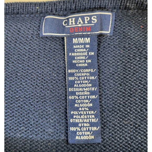 Chaps Denim Women's Sweater Top Shirt Medium Southwestern Aztec Boho Navy Blue - Picture 4 of 7
